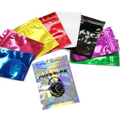 custom hot stamp print foil child proof holographic mylar bag smell proof